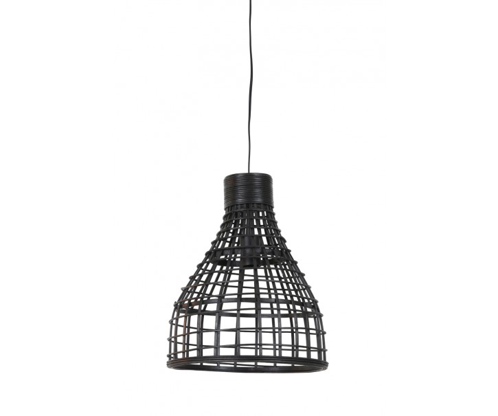 Černé ratanové závěsné světlo Puerto - Ø 34*41cm Light & Living