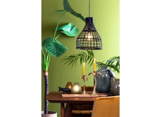 Černé ratanové závěsné světlo Puerto - Ø 34*41cm