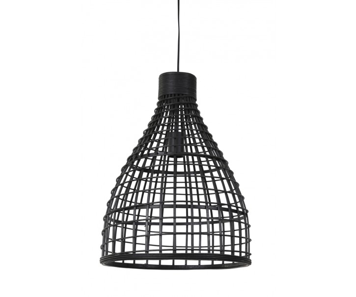 Černé ratanové závěsné světlo Puerto - Ø 40*51cm Light & Living