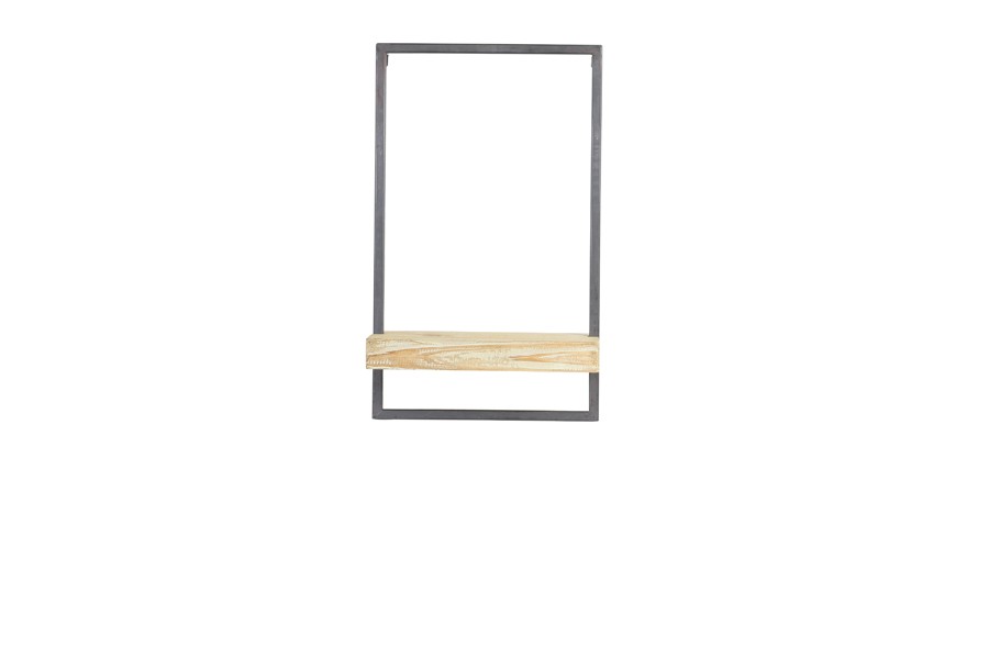 Nástěnná dřevěná polička Maddison v kovovém rámu - 30*15*50 cm