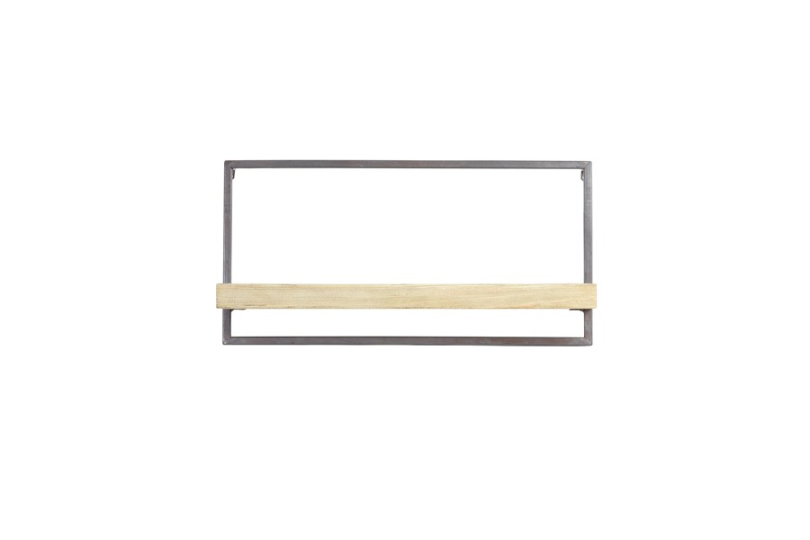 Nástěnná dřevěná polička Maddison v kovovém rámu - 60*15*30 cm