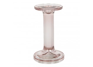 Růžový skleněný svícen Brinnes - Ø 9*16 cm