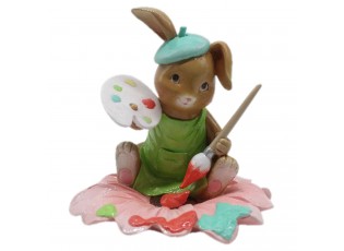 Velikonoční dekorace Králík malující květinu - 15*15*15 cm
