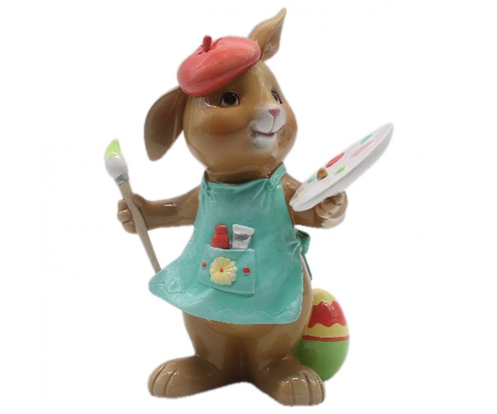 Dekorace králíka s malířskou paletou - 16*10*21 cm Clayre & Eef