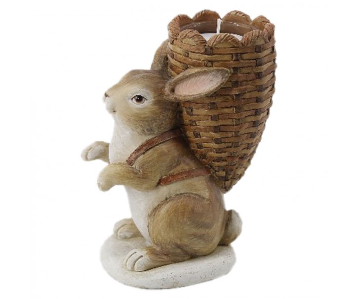 Velikonoční svícen v designu králíka s nůší - 11*7*14 cm Clayre & Eef