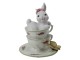 Dekorace bílé králičí slečny v porcelánových šálcích s motýlem - 12*12*15 cm Clayre & Eef