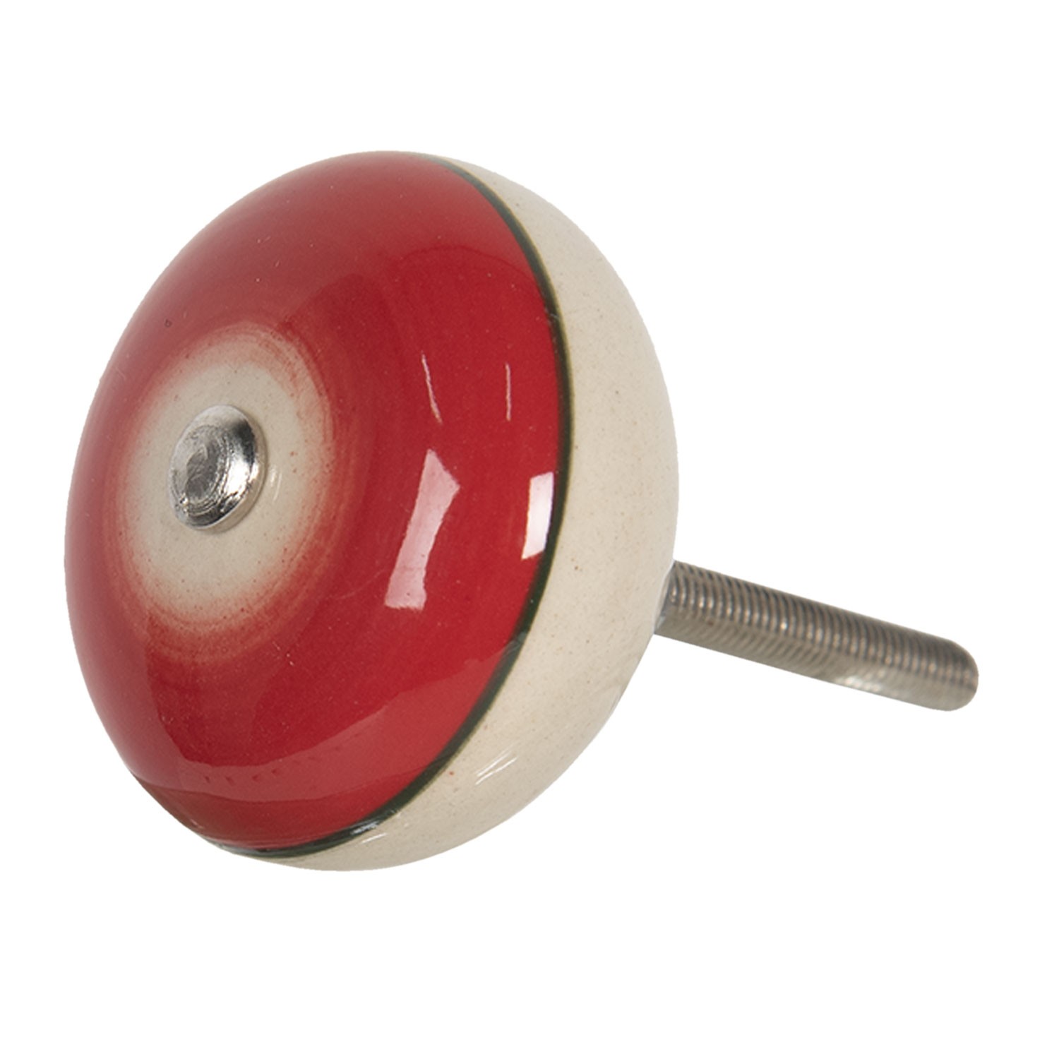 Červená kulatá úchytka ve vintage stylu Cercle – Ø 4*3 cm Clayre & Eef Červená kulatá úchytka ve vintage stylu Cercle – Ø 4*3 cm Clayre & Eef