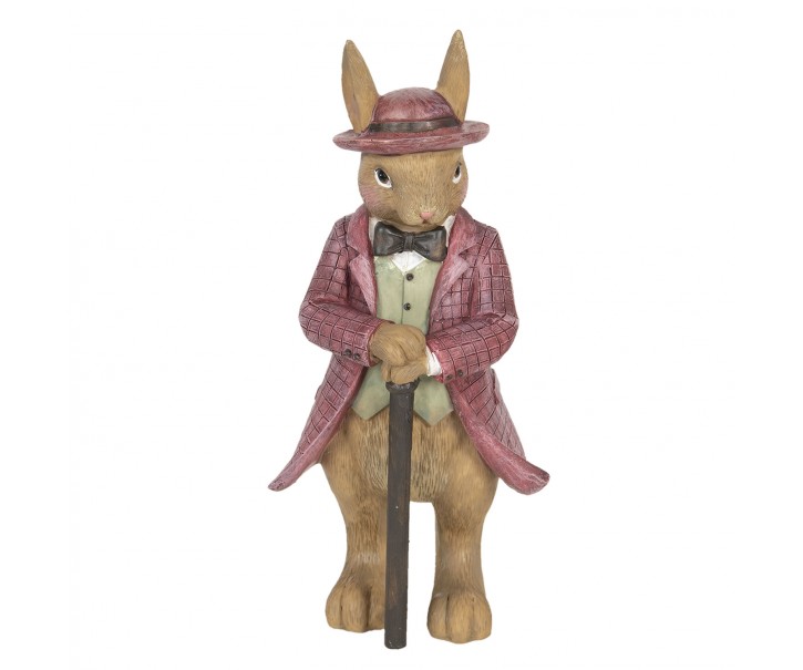 Dekorace králíka v kabátu s hůlkou - 8*8*19 cm Clayre & Eef
