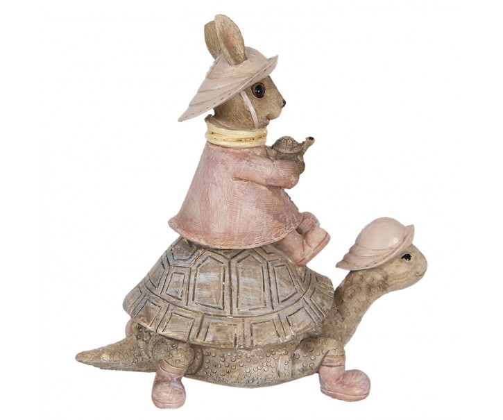 Dekorace králičí slečny na želvě - 14*8*14 cm Clayre & Eef