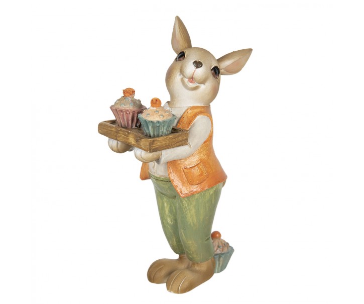 Velikonoční dekorace králíka s muffiny - 11*6*16 cm Clayre & Eef