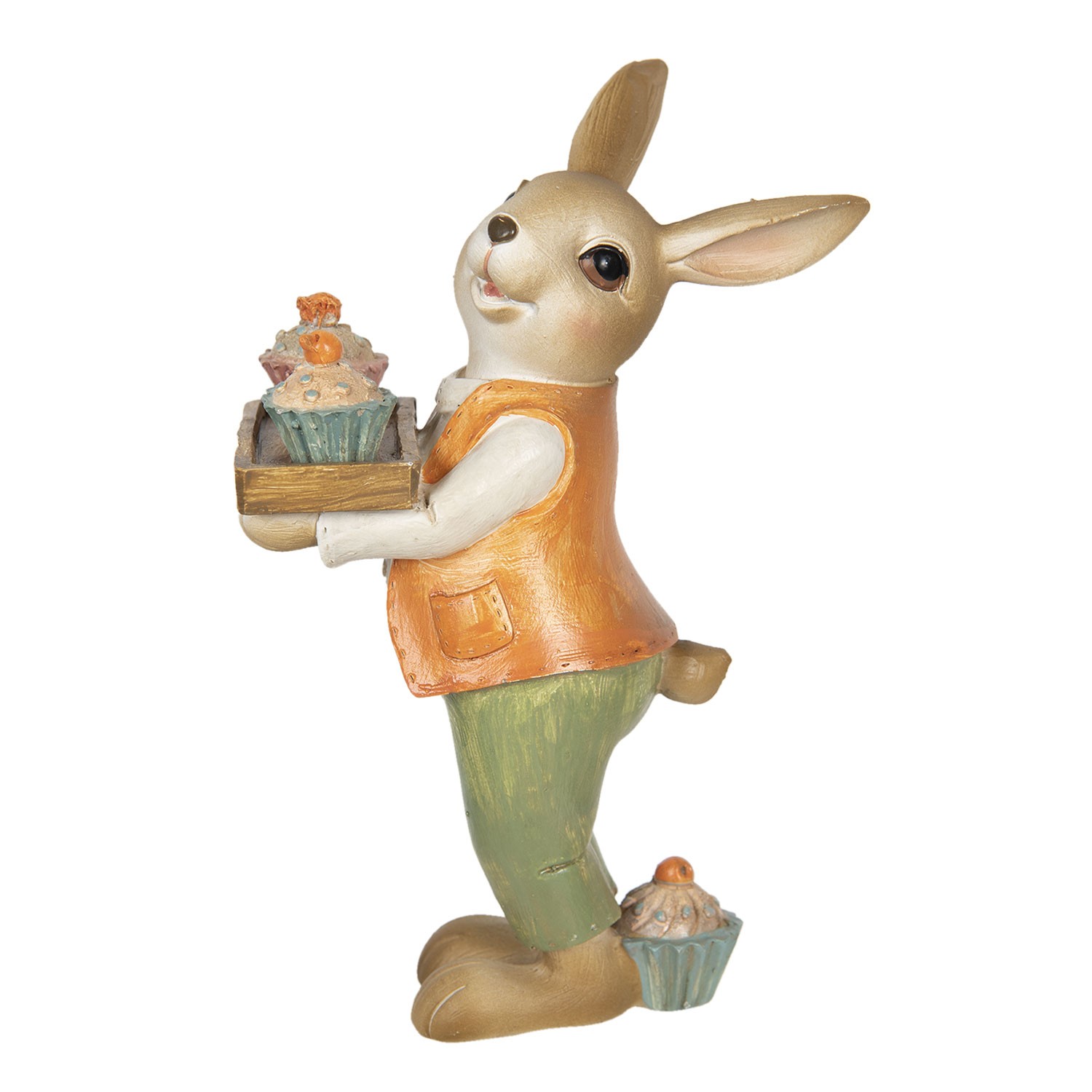 Velikonoční dekorace králíka s muffiny - 11*6*16 cm Clayre & Eef Velikonoční dekorace králíka s muffiny - 11*6*16 cm Clayre & Eef
