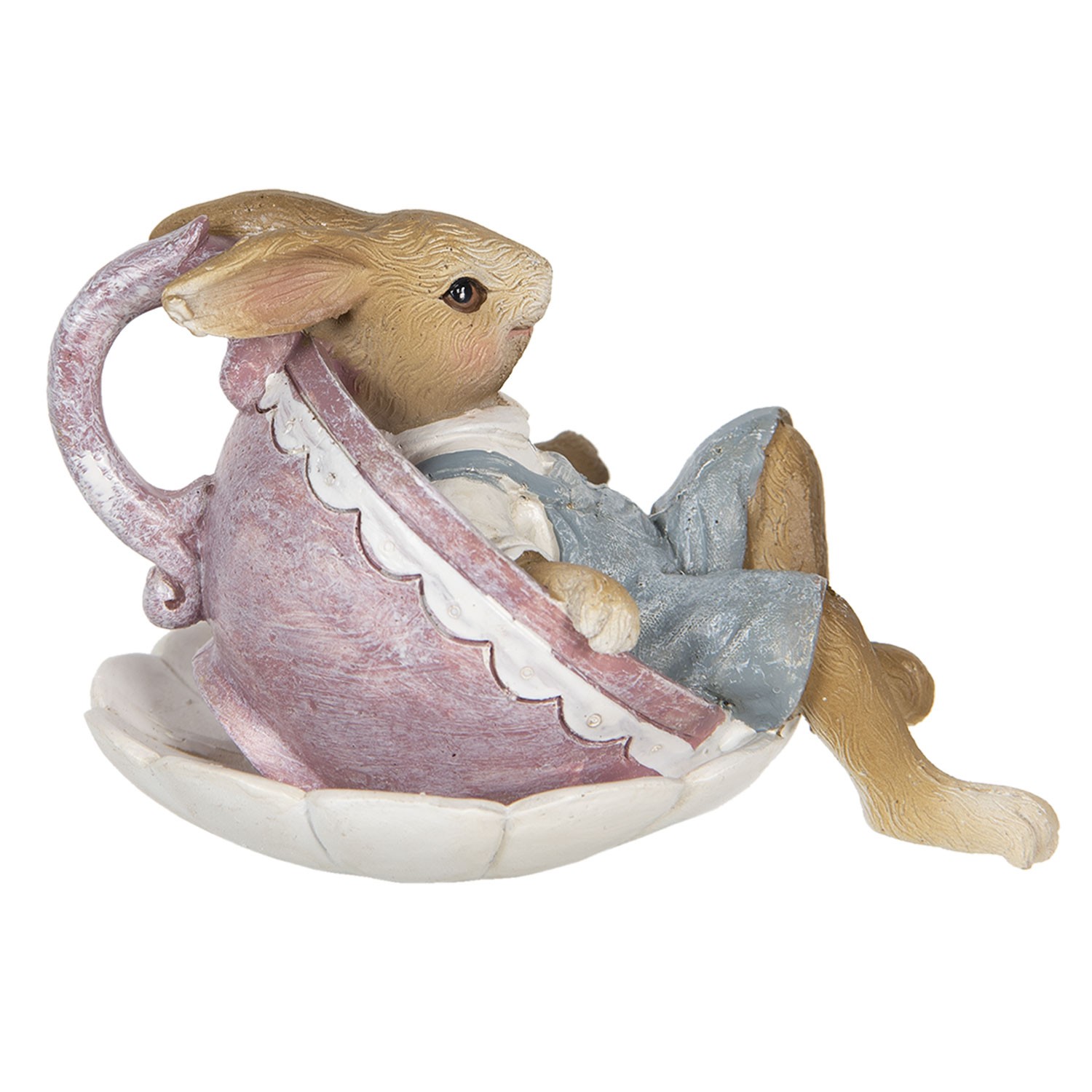 Dekorace králíčka odpočívajícího v šálku - 11*8*7 cm Clayre & Eef Dekorace králíčka odpočívajícího v šálku - 11*8*7 cm Clayre & Eef