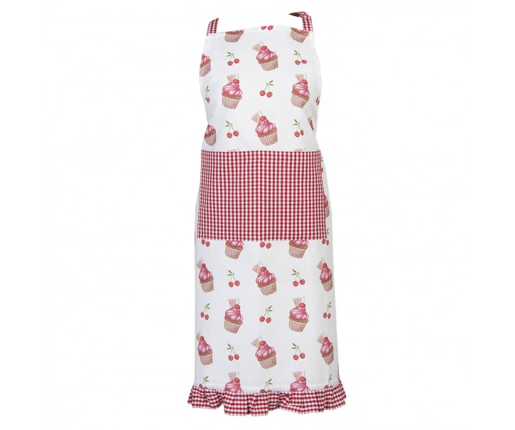 Kuchyňská zástěra z bavlny Cherry Cupcake - 70*85 cm Clayre & Eef