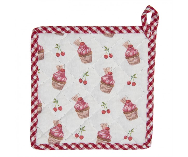 Bavlněná podložka pod hrnec Cherry Cupcake - 20*20 cm Clayre & Eef