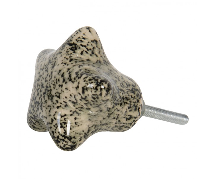Krémovo-černá úchytka na nábytek ve tvaru hvězdy - 4*3*4 cm Clayre & Eef