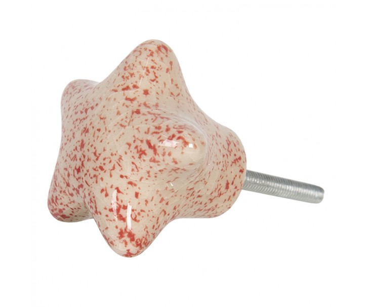Krémovo-červená úchytka na nábytek ve tvaru hvězdy - 4*3*4 cm Clayre & Eef