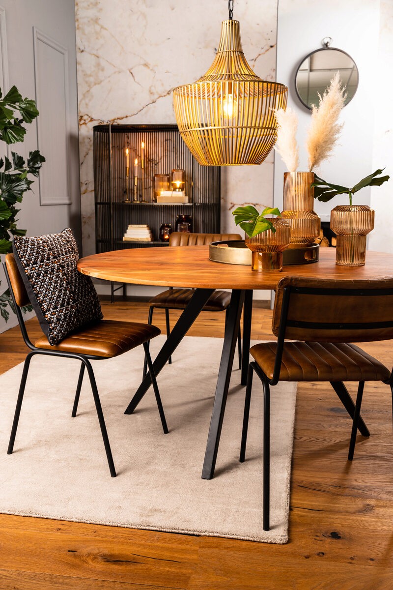 Kulatý jídelní stůl s dřevěnou deskou z akáciového dřeva Mimoso - Ø 140*78 cm Light & Living Kulatý jídelní stůl s dřevěnou deskou z akáciového dřeva Mimoso - Ø 140*78 cm Light & Living