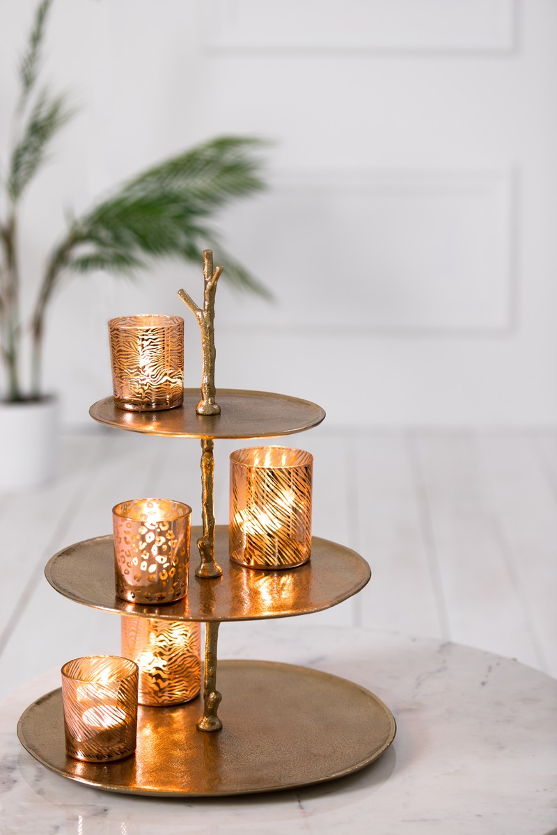 3ks růžovo-zlatý skleněný svícen Penza - Ø 8*10 cm Light & Living 3ks růžovo-zlatý skleněný svícen Penza - Ø 8*10 cm Light & Living