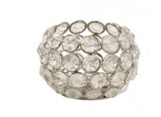 Kovový svícen vyplněný sklíčky Crystal - Ø 6*6 cm
