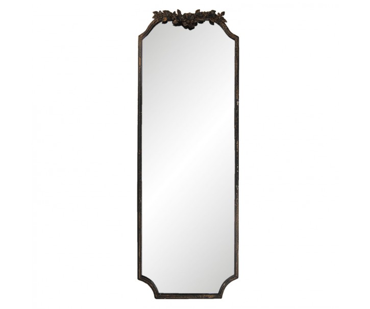 Vintage nástěnné zrcadlo v hnědém rámu s patinou a květinami Valéry - 50*4*142 cm Clayre & Eef