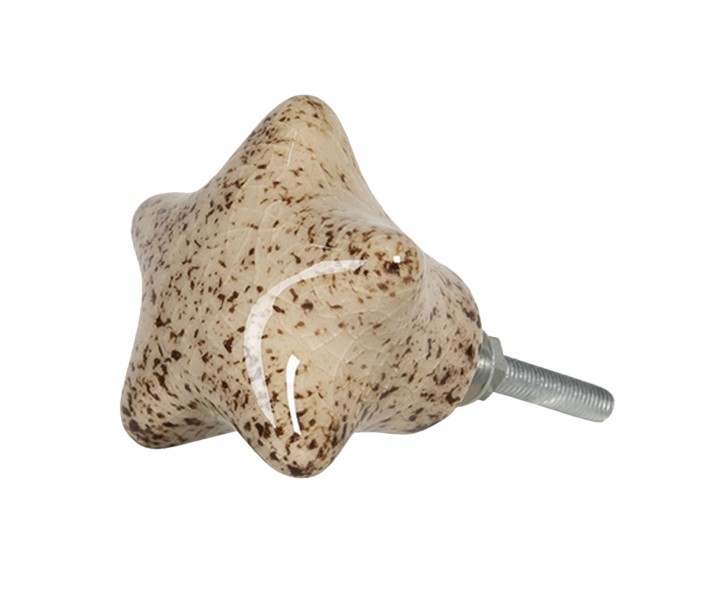 Béžová úchytka s mramorovaným vzorem ve tvaru hvězdy - 4*3*4 cm Clayre & Eef