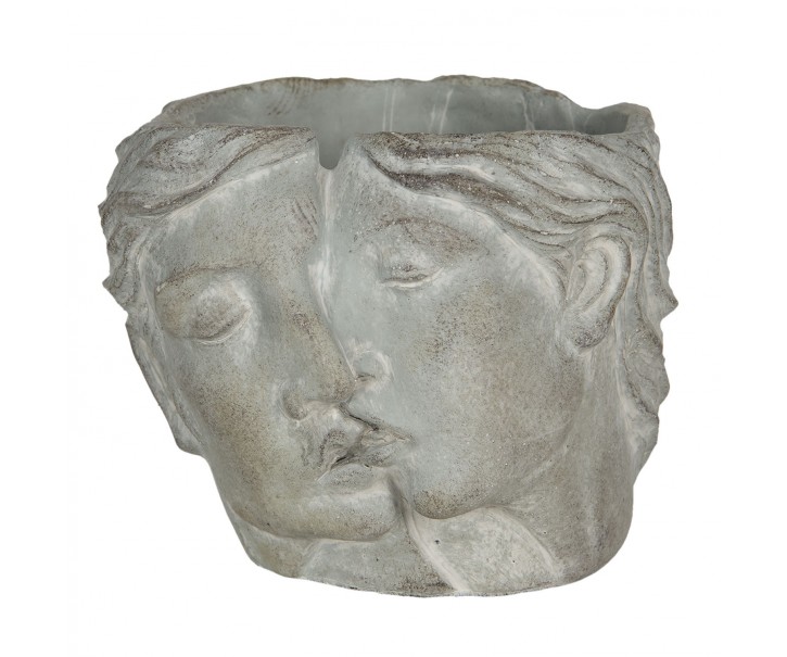 Kamenný květináč v designu propojených tváří Homme - 16*14*13 cm Clayre & Eef