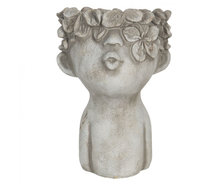 Kamenný obal na květináč v designu busty s květinami Tete - 11*11*18 cm Clayre & Eef