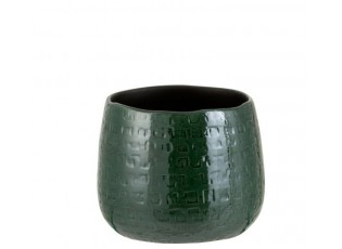 Tmavě zelený vzorovaný obal na květináč Seraphine S - Ø16*14 cm