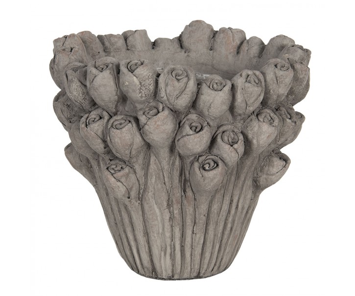 Květináč s dekoracemi růží Rhode – Ø 23*21 cm Clayre & Eef
