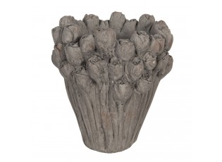 Velký cementový květináč s dekoracemi růží Rhode – Ø 23*25 cm