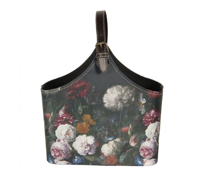 Tmavě tyrkysová květovaná vintage taška Colette - 29*14*26 cm Clayre & Eef