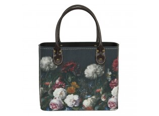 Tmavě tyrkysová květovaná vintage taška Colette - 26*12*26/35 cm