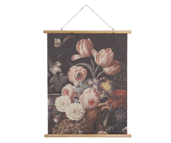 Nástěnný plakát s malbou květin, ovoce a zvěře - 80*2*100 cm Clayre & Eef