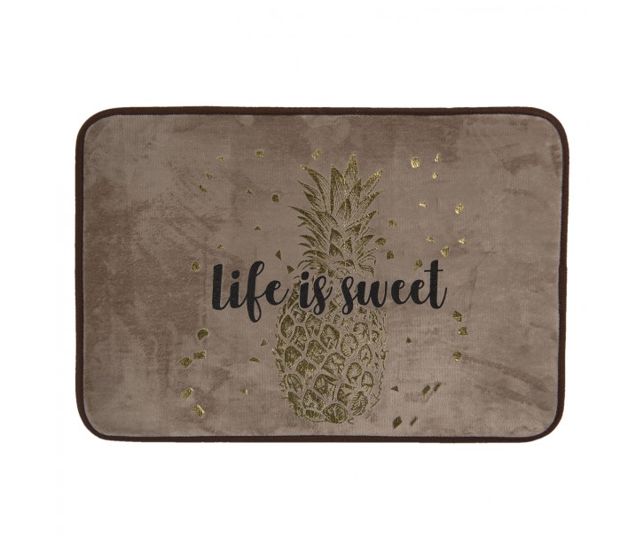 Champagne koupelnová předložka se zlatým potiskem Life is sweet - 60*40*1 cm Clayre & Eef