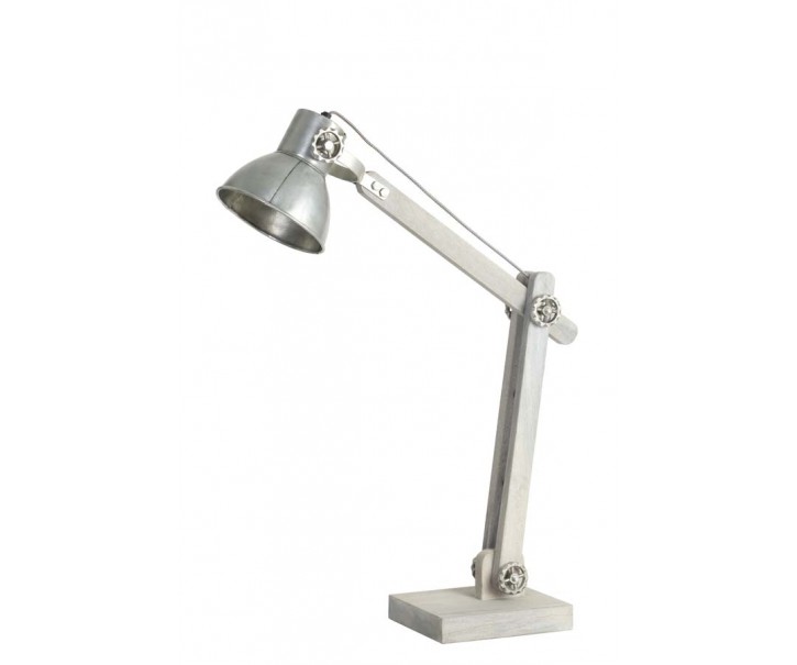 Dřevěná stolní lampa Edward stříbrná antik - 58*18*55 cm Light & Living