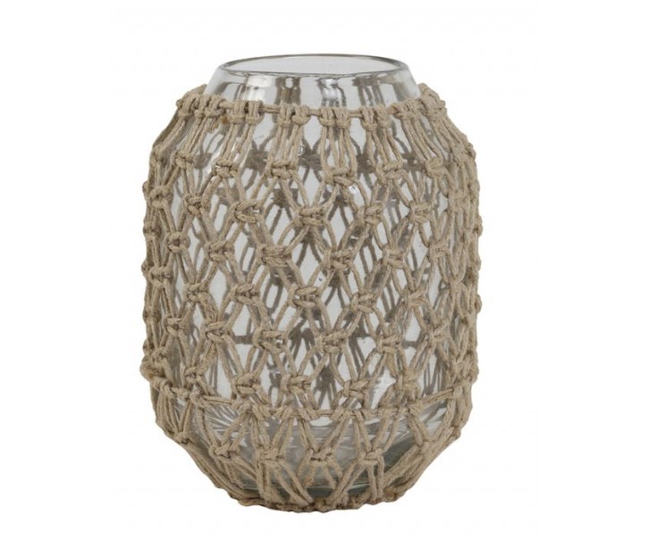 Skleněná váza s jutovým opletením Narona - Ø16*21 cm Light & Living