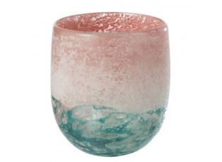 Tyrkysovo - růžový skleněný svícen / váza Blush L - Ø14*15 cm