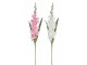 2ks bílá a růžová umělá květina gladiol / mečík - 12*102 cm J-Line by Jolipa