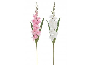 2ks bílá a růžová umělá květina gladiol / mečík - 12*102 cm