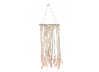 Přírodní lapač snů s růžovými peříčky Feathers - Ø 30*90cm