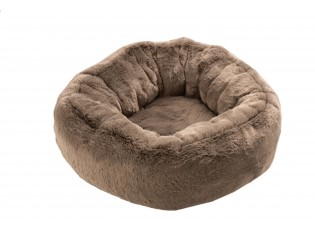 Taupe chlupatý kulatý pelíšek pro kočičku Rondi - Ø 50*19 cm