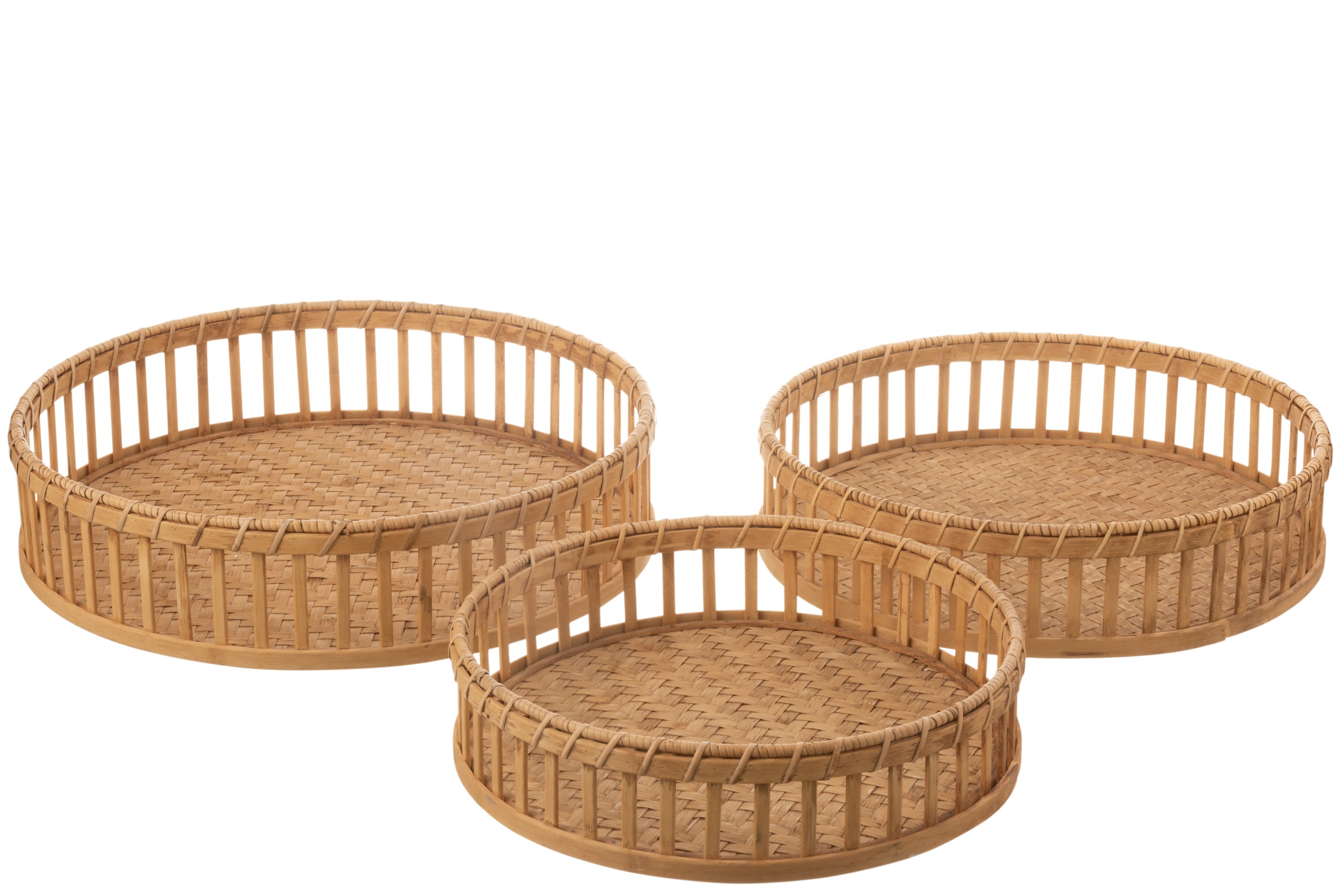 Set 3ks bambusových podnosů s držadly Bamboi - Ø 47 * 13 cm