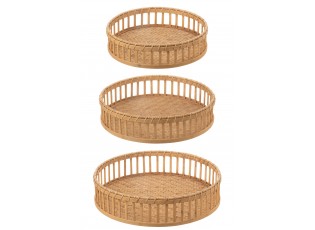 Set 3ks bambusových podnosů s okrajem Bamboi - Ø 47 * 13 cm