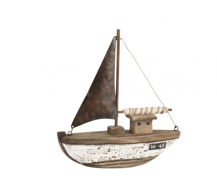 Dřevěná dekorace přírodní loďka Boat - 20*6*21 cm J-Line by Jolipa