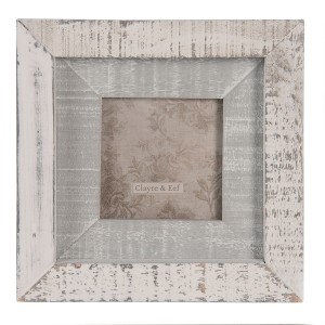 Čtvercový šedý fotorámeček s patinou - 15*2*15 cm / 7*7 cm