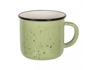 Zelený keramický hrnek s kaňkami Printemps - 15*11*9 cm / 0.3L