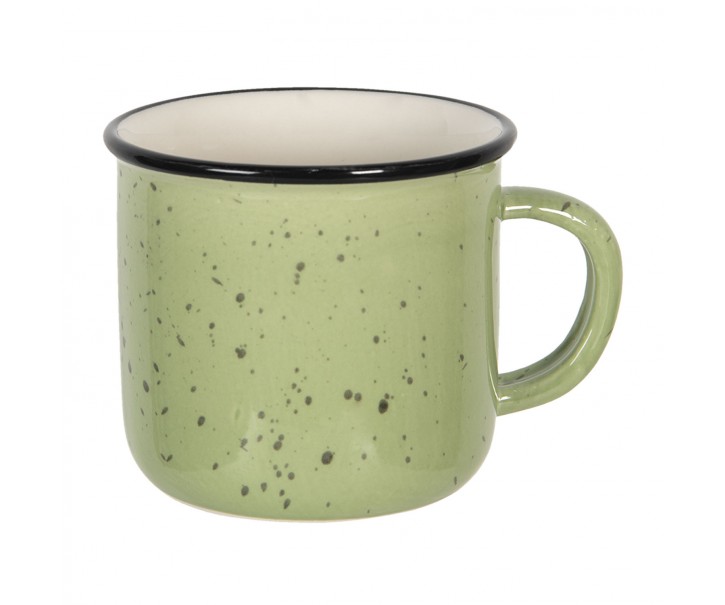 Zelený keramický hrnek s kaňkami Printemps - 15*11*9 cm / 0.3L Clayre & Eef