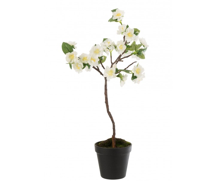 Dekorace umělý bílý kvetoucí stromek - 24-24*52 cm J-Line by Jolipa