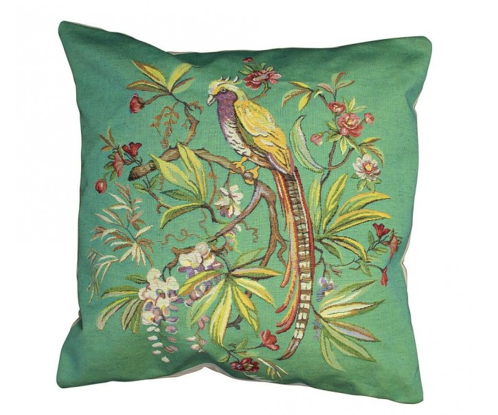 Tyrkysový gobelínový polštář Koroptev ve větvích - 45*15*45cm Mars & More 