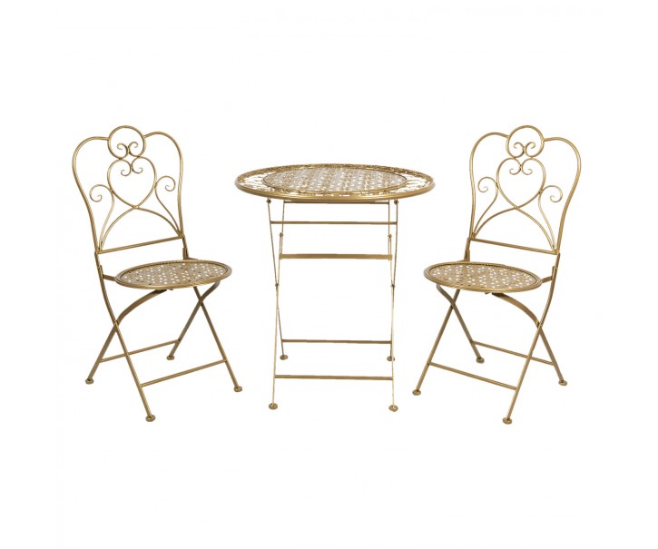 Zlatý zdobený kovový zahradní set Dalia - 70*75 cm